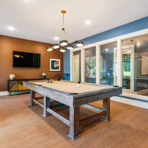 Resident lounge with billiards at Lodge at Lake Wylie in Lake Wylie, South Carolina