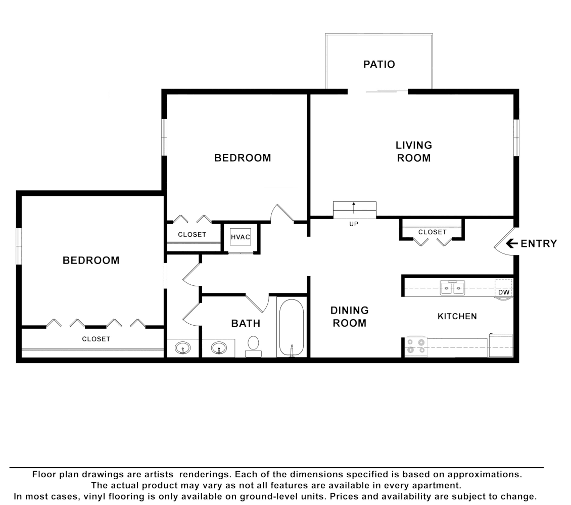 2x1 floor plan drawing at Valley Station Apartment Homes in Birmingham, Alabama