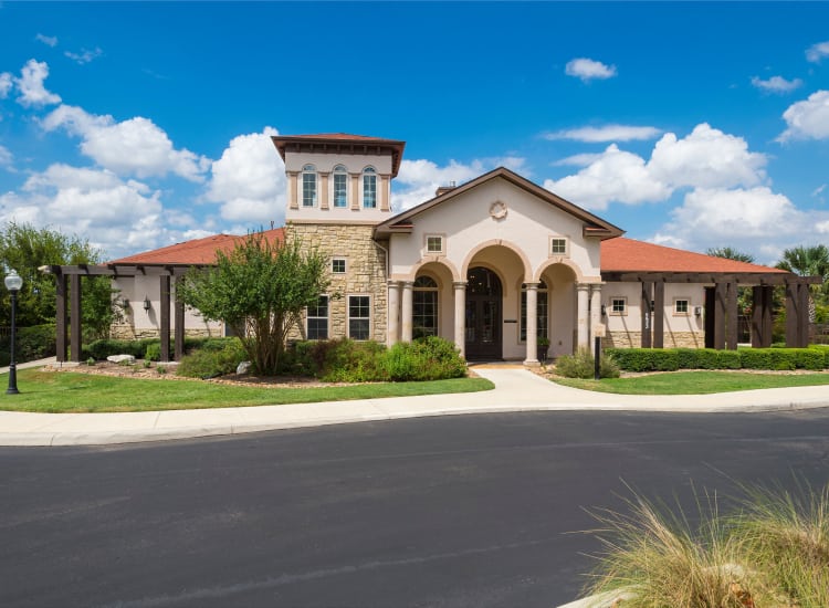 Outside view of the entryway at Villas at Medical Center in San Antonio, Texas