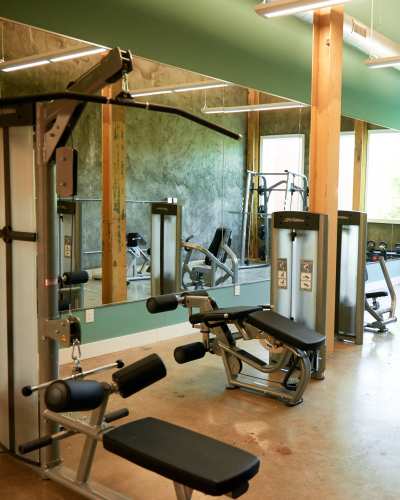 Fitness center at Revolution Mill in Greensboro, North Carolina