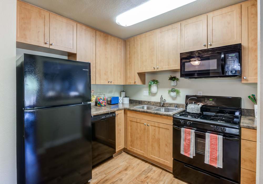 Modern kitchen at UCE Apartment Homes in Fullerton, California 