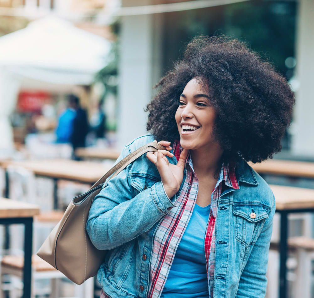 Resident enjoying city market near at Skyline Terrace Apartments in Burlingame, California