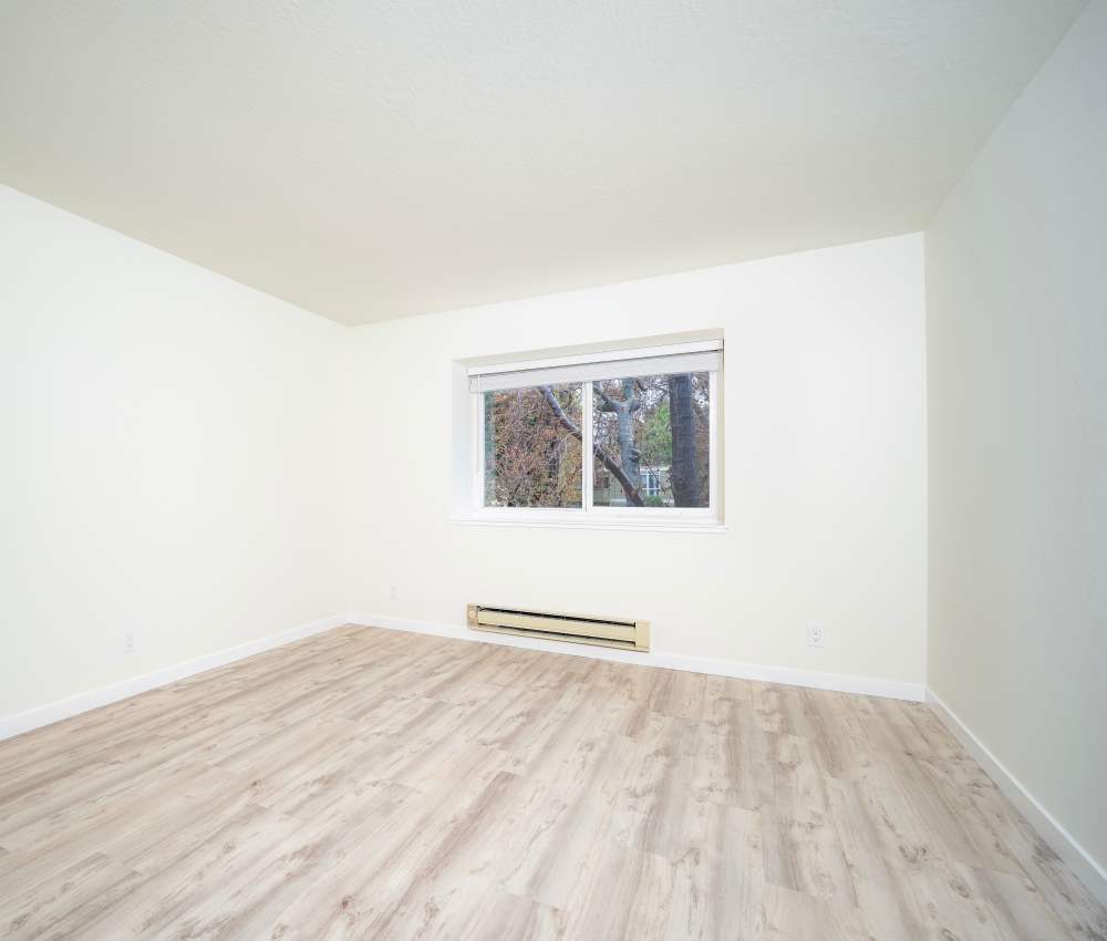 Unfurnished bedroom with dome light at The Chateau Apartments in Mountain View, California