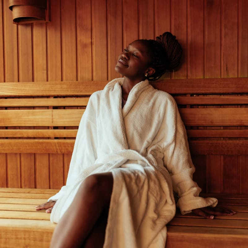 Women relaxing in sauna at The Pacific and Malibu in Tucson, Arizona