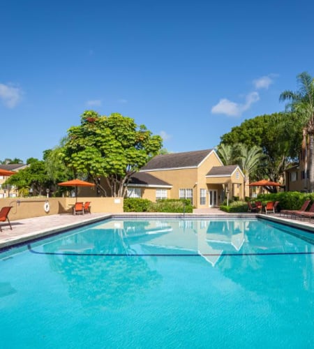 The community swimming pool  at Palmetto Place in Miami, Florida