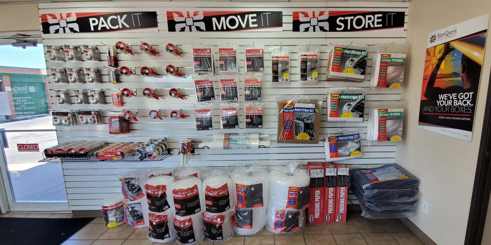 Packing supplies available at StorQuest Economy Self Storage in Houston, Texas