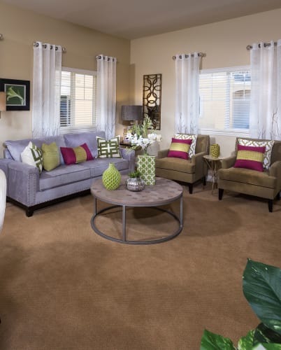 Living room at Estancia Del Sol in Corona, California