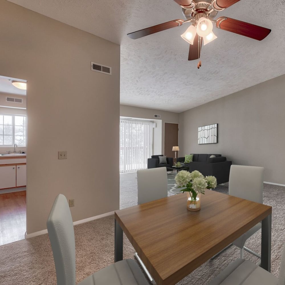 Dining table in an apartment at Glenwood Pointe, Twinsburg, Ohio