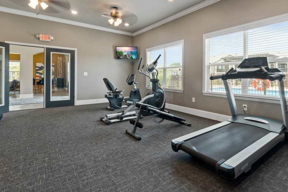 Well-equipped fitness center at Pine Creek in Paris, Texas