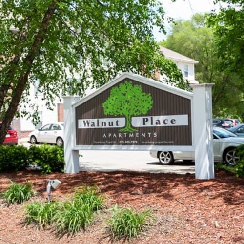 Branding and signage outside Walnut Place in Ames, Iowa