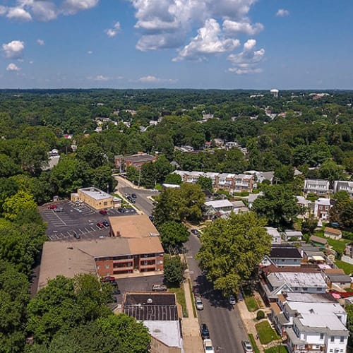 Top view aerial at Cheltenham Station, Philadelphia, Pennsylvania