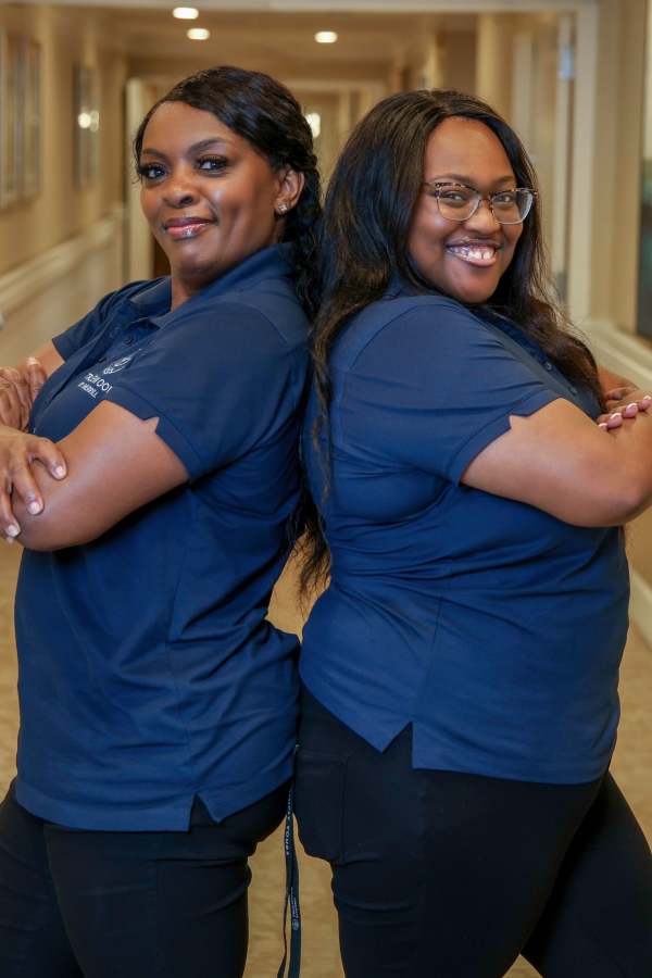Team members working together