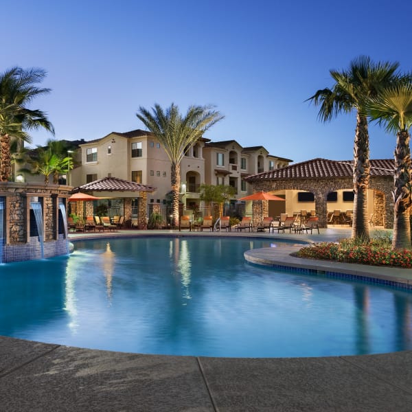 Stunning swimming pool area at San Sonoma in Tempe, Arizona