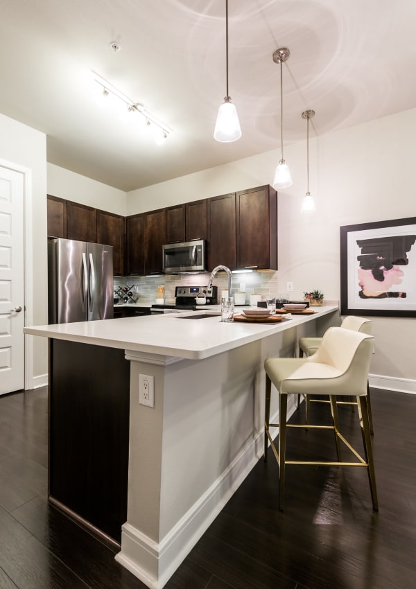 Kitchen with a kitchen island at Marq 31 in Houston, Texas