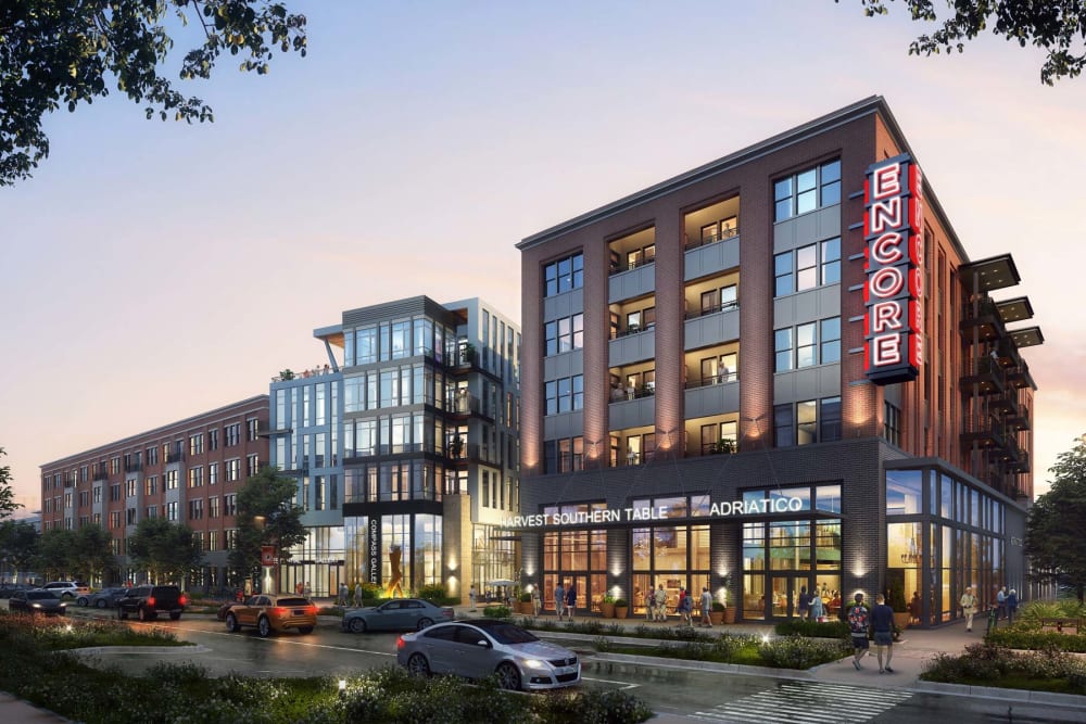 Exterior building rendering of Encore MidCity in Huntsville, Alabama