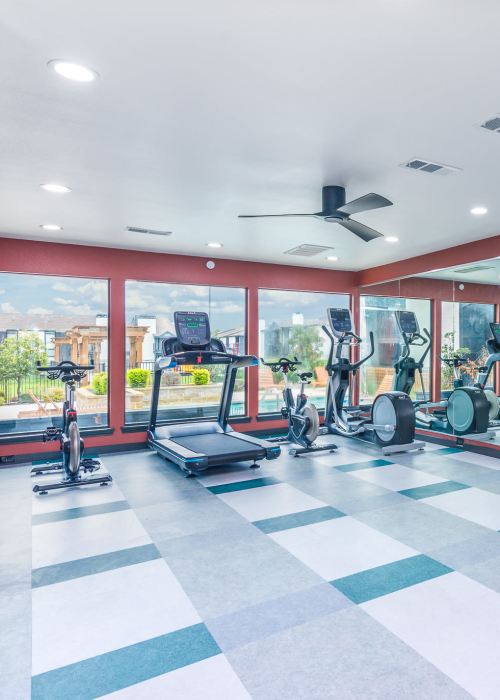 Renovated fitness center at Decker Apartment Homes in Ft Worth, Texas