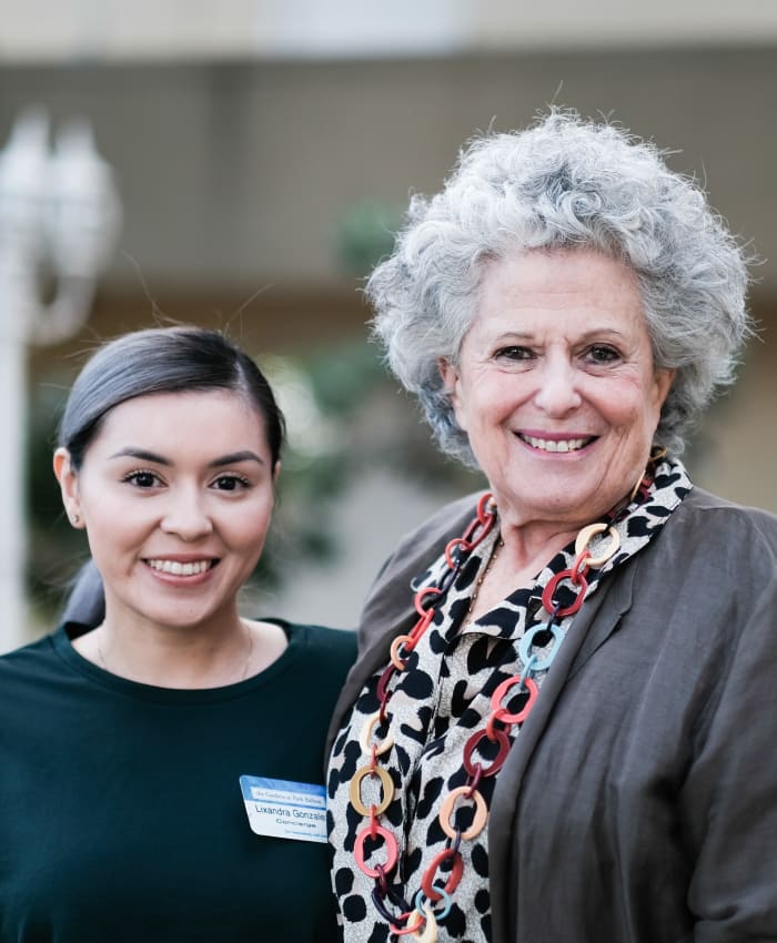 Staff member and resident at The Terraces at Park Marino