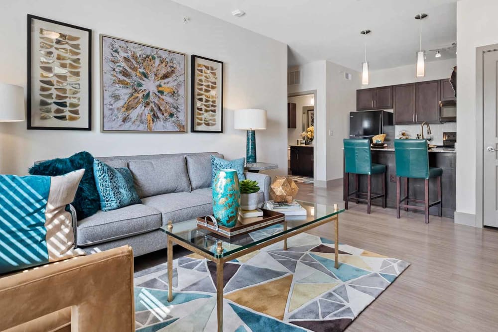 Spacious living room at The Residences at Panther Hollow in Marble Falls, Texas