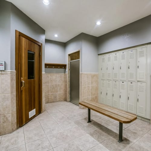 Interior of an residents locker room at Montecito in Houston, Texas