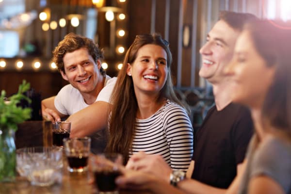 A couple of residents drinking at a bar near The Kendall in Brunswick, Georgia