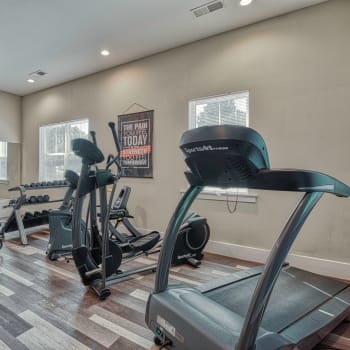 Well-equipped fitness center at Bellamy Dahlonega in Dahlonega, Georgia