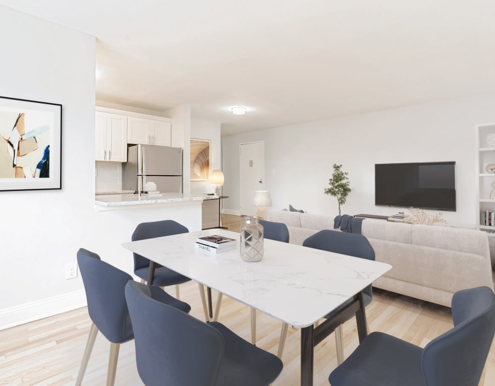 Large dining room space at Eagle Rock Apartments at Carle Place in Carle Place, New York