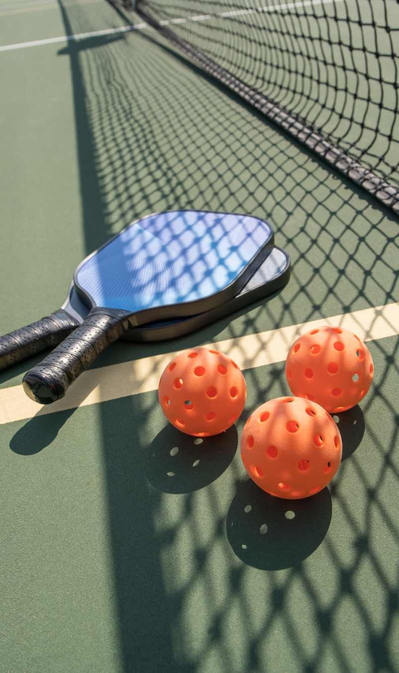 Pickleball equipment at Stone Village Apartments in Reno, Nevada