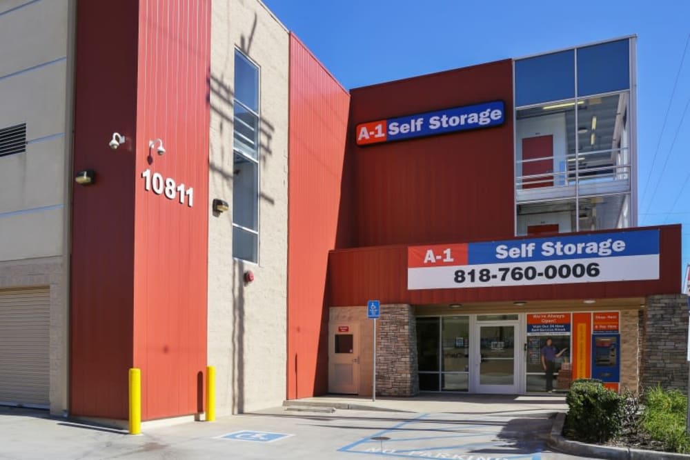 The front entrance to A-1 Self Storage in North Hollywood, California