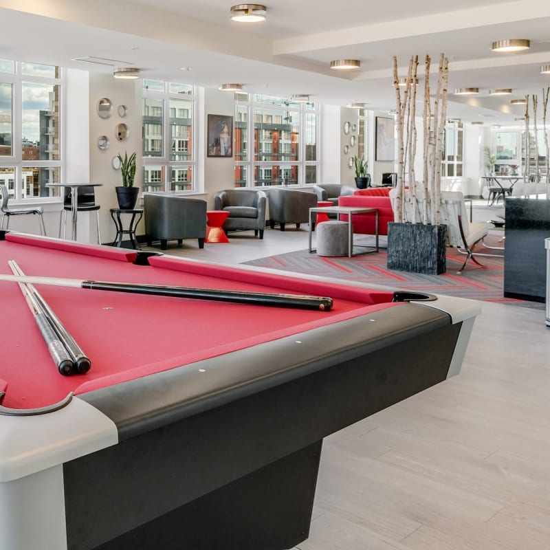 Lounge with pool table at Liberty Place in Washington, District of Columbia