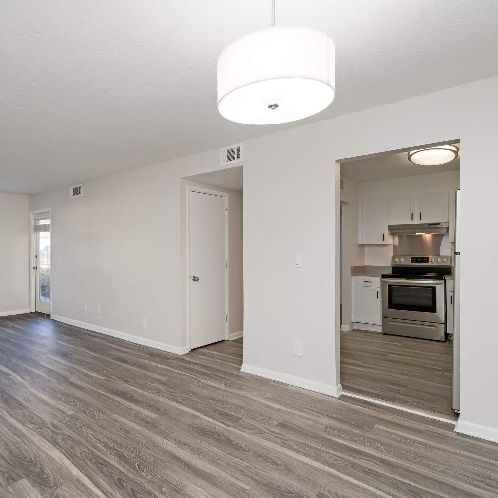 View of the kitchen from the living room at The Links in Chattanooga, Tennessee