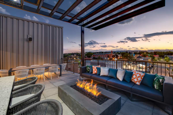 Outdoor firepit with wonderful view at West 38 in Wheat Ridge, Colorado