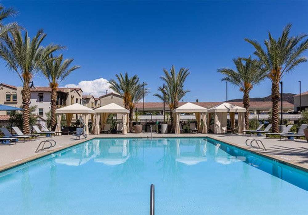 Sparkling swimming pool at The Courtyards Pacific Village in San Diego, California