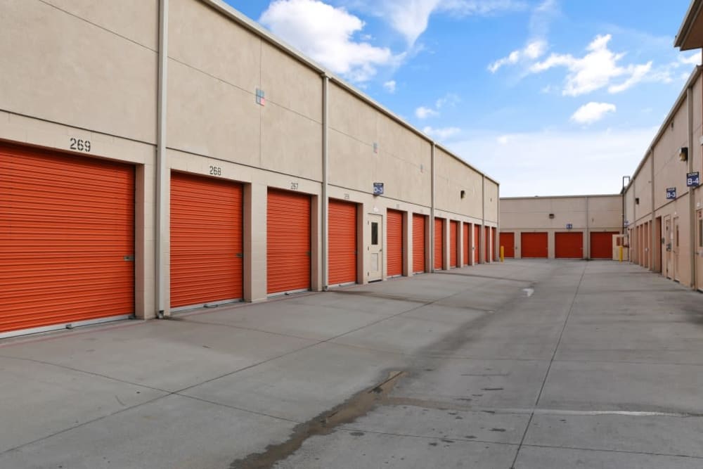 Drive-up storage units at A-1 Self Storage in Cypress, California