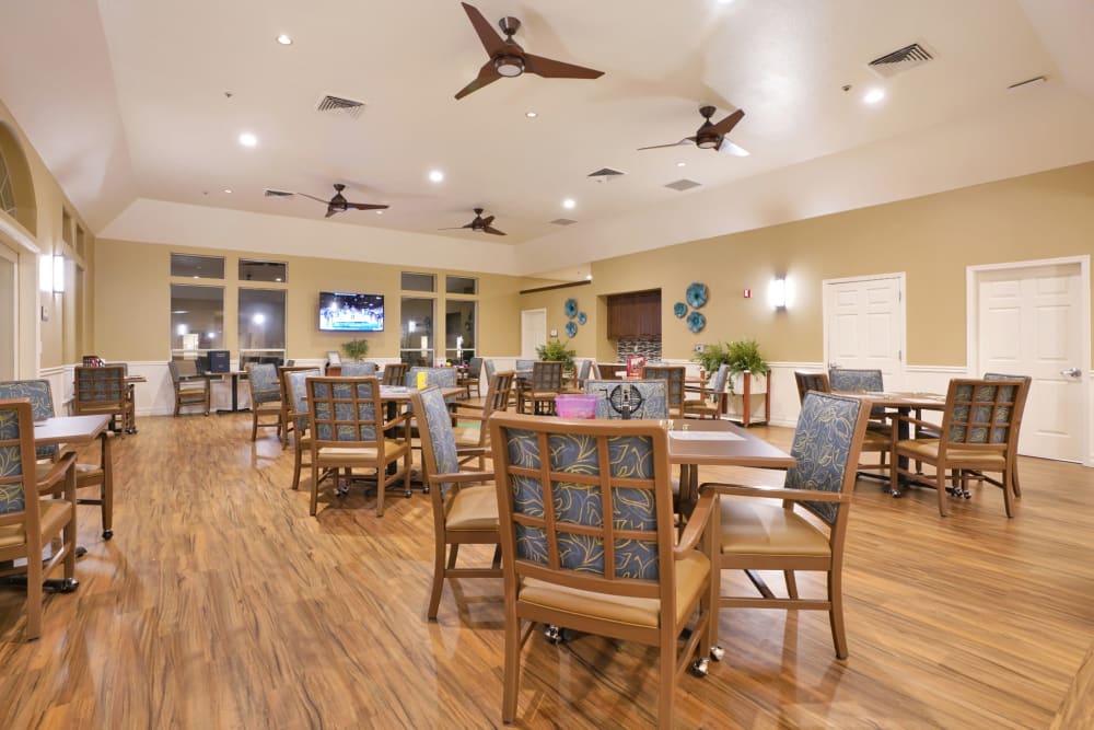 Dining area at MuirWoods Memory Care in Petaluma, California