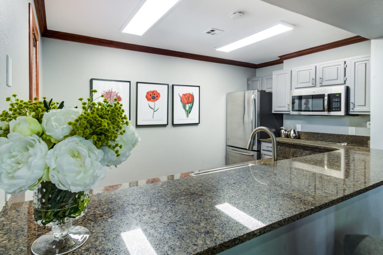 Updated kitchen at Irving Schoolhouse Apartments in Salt Lake City, Utah