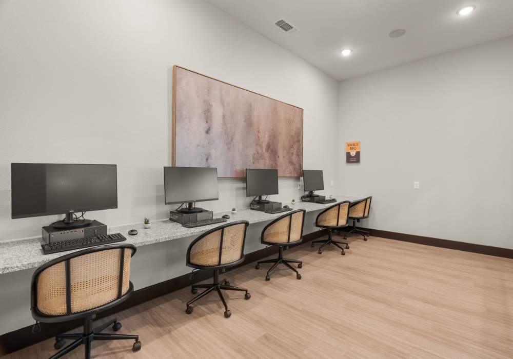 Business center with computer workstations at Walnut Springs in Seguin, Texas