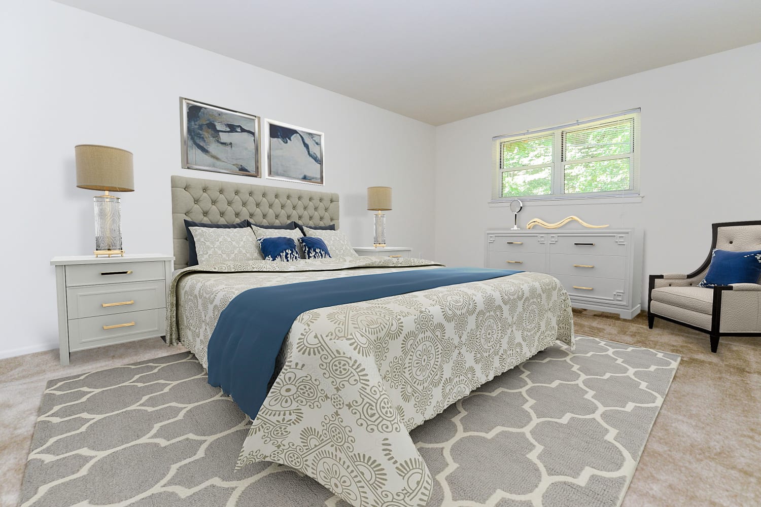 Large master bedroom at Mt. Arlington Gardens Apartment Homes in Mt. Arlington, New Jersey