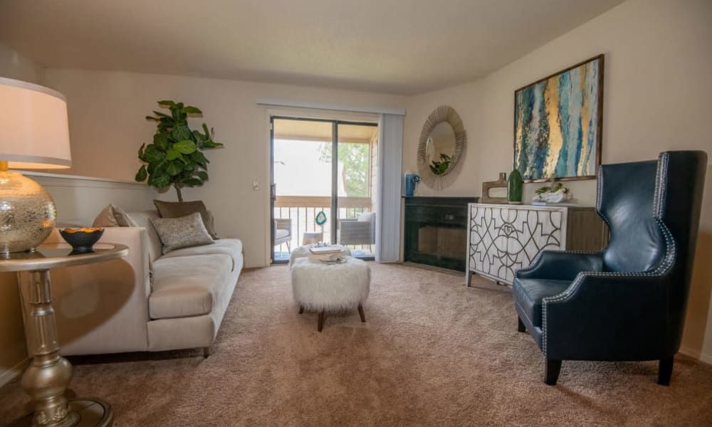 Open and bright model living room at Sunchase Ridgeland Apartments in Ridgeland, Mississippi