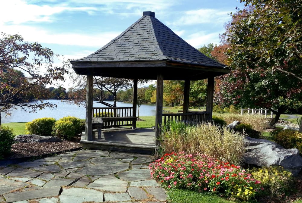 Gazebo by the lake at Green Lake Apartments & Townhomes in Orchard Park, New York