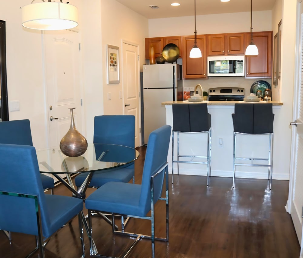 Apartment with wood-style flooring at Goldelm at Bennett Park in Bradenton, Florida