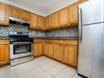 Riverside Towers Apartment Homes offers a natrually well-lit kitchen in New Brunswick, New Jersey