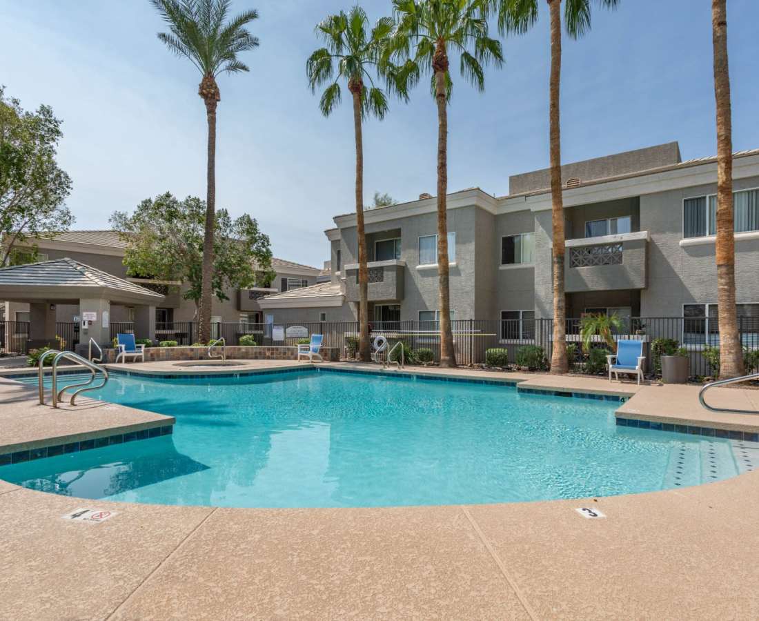 Sparkling pool at Indigo Springs in Mesa, Arizona