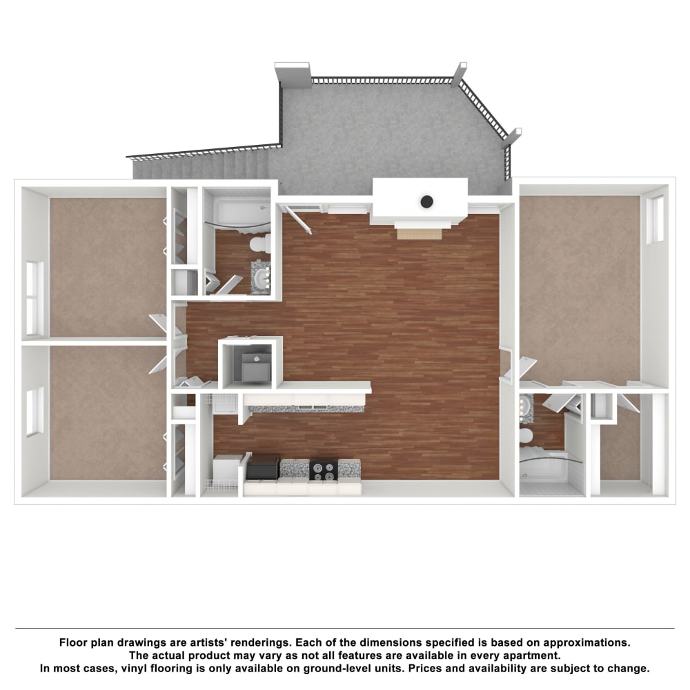 3x2 floor plan drawing at Pebble Creek Apartments in Antioch, Tennessee