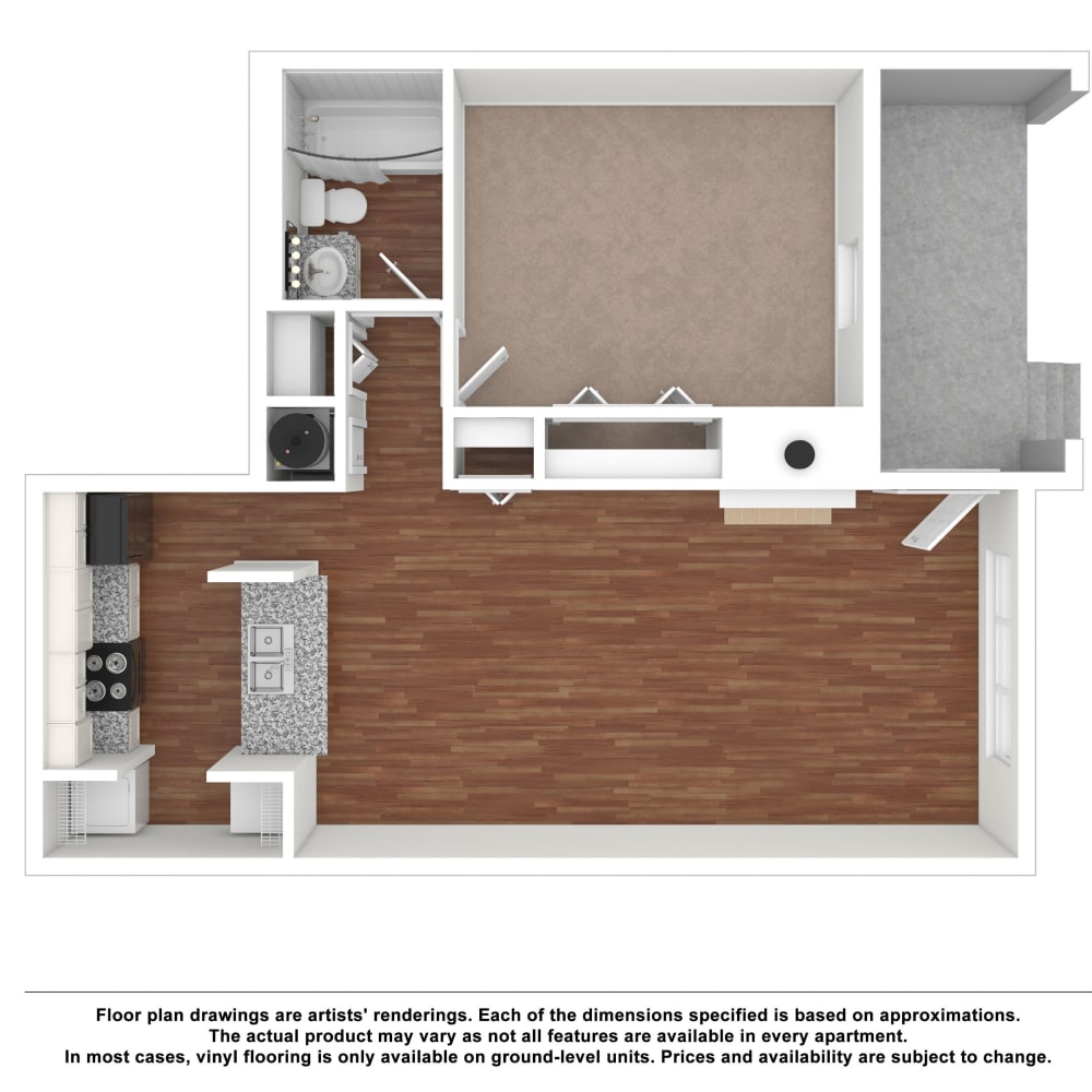 2x2 floor plan drawing at Pebble Creek Apartments in Antioch, Tennessee