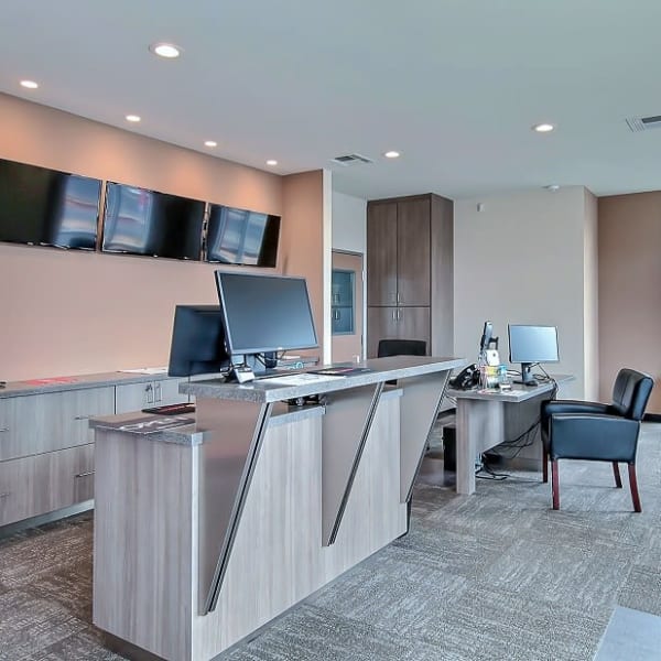 Inside the leasing office at StorQuest Self Storage in Golf, Florida