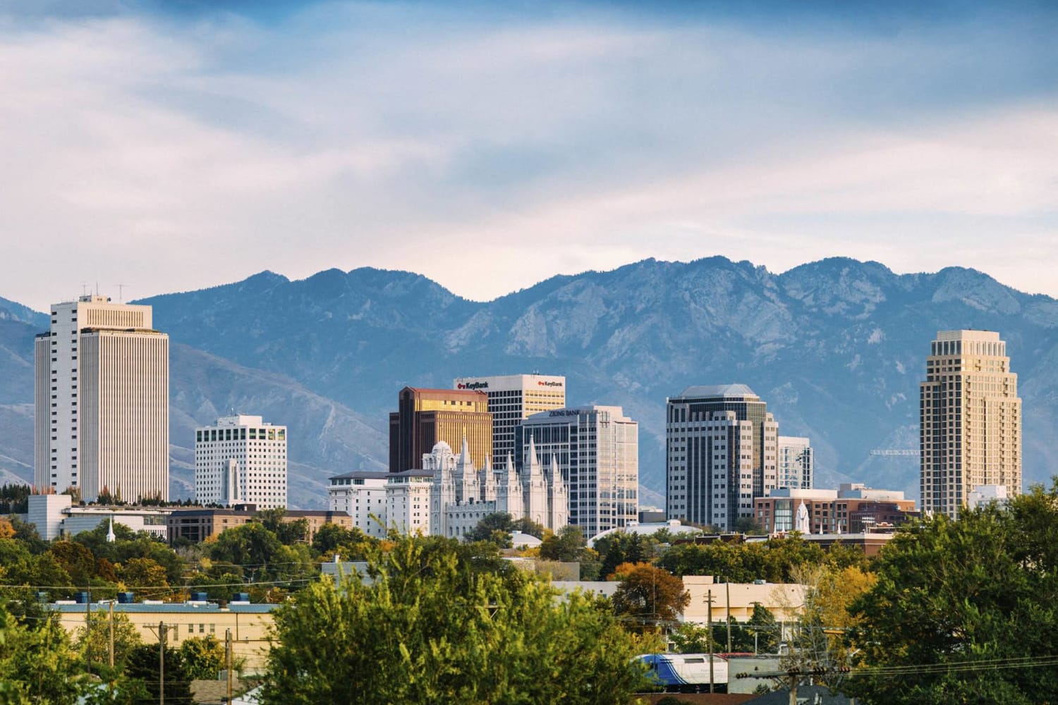 City and mountains near Wasatch Club Apartments in Midvale, Utah