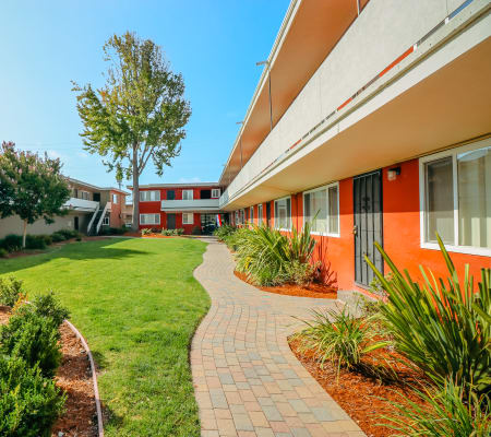 Beautiful landscaping at Garden Court in Alameda, California
