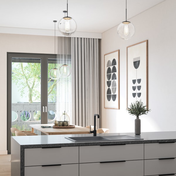 Modern kitchen with quartz counters at Canopy at the Trails in Phoenix, Arizona