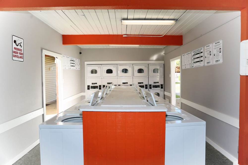 Community laundry room at Alamo Estates in San Antonio, Texas