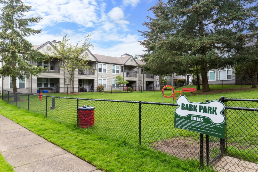 Have fun with your furry friend in the dog park at Meadows at Cascade Park Apartments in Vancouver, Washington